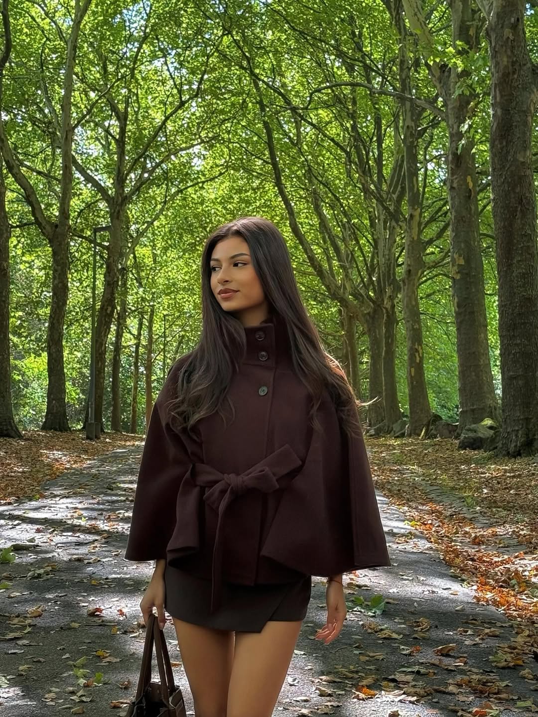 SOKYND Jocelyn Elegant High - Neck Belted Cape Jacket Coats & JacketsCF1767625273840210962BrownS