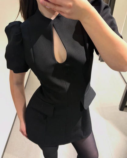 SOKYND Kaira Puff Sleeve Mini Dress DressBlackS
