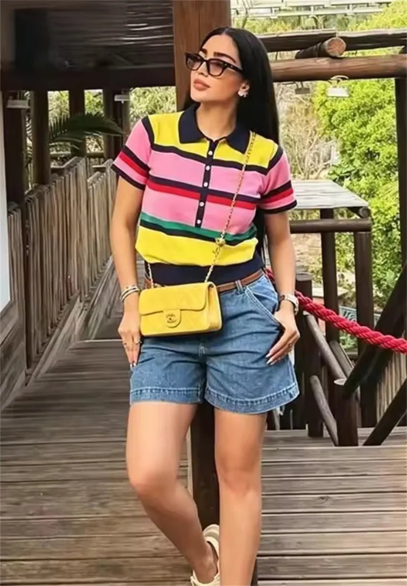 SOKYND Katie Colorblock Polo Knit Top TopSOKYND-324951-M-OS-59959M