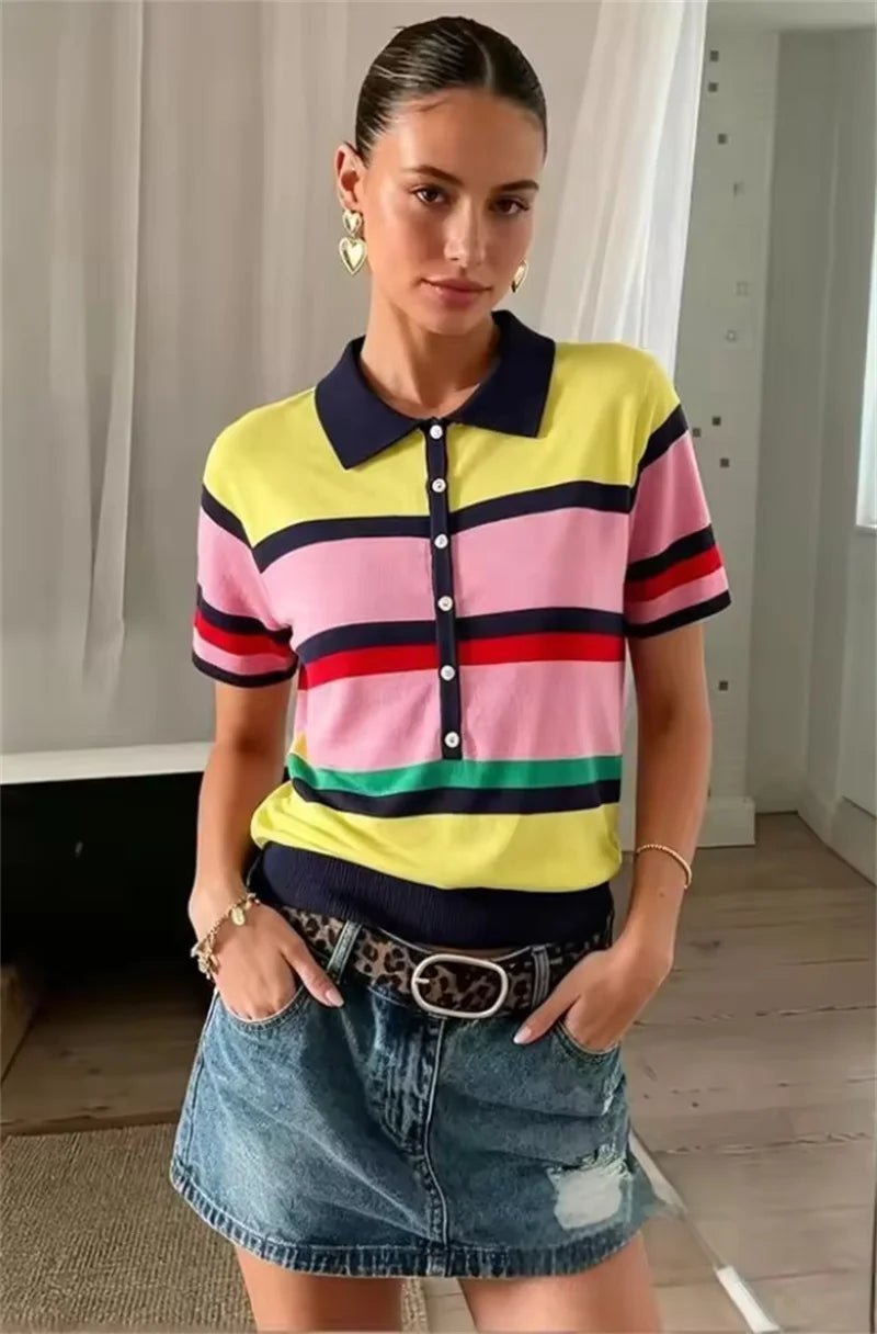 SOKYND Katie Colorblock Polo Knit Top TopSOKYND-324951-S-OS-27191S