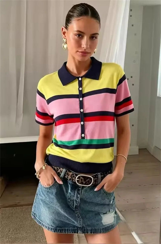 SOKYND Katie Colorblock Polo Knit Top TopSOKYND-324951-S-OS-27191S