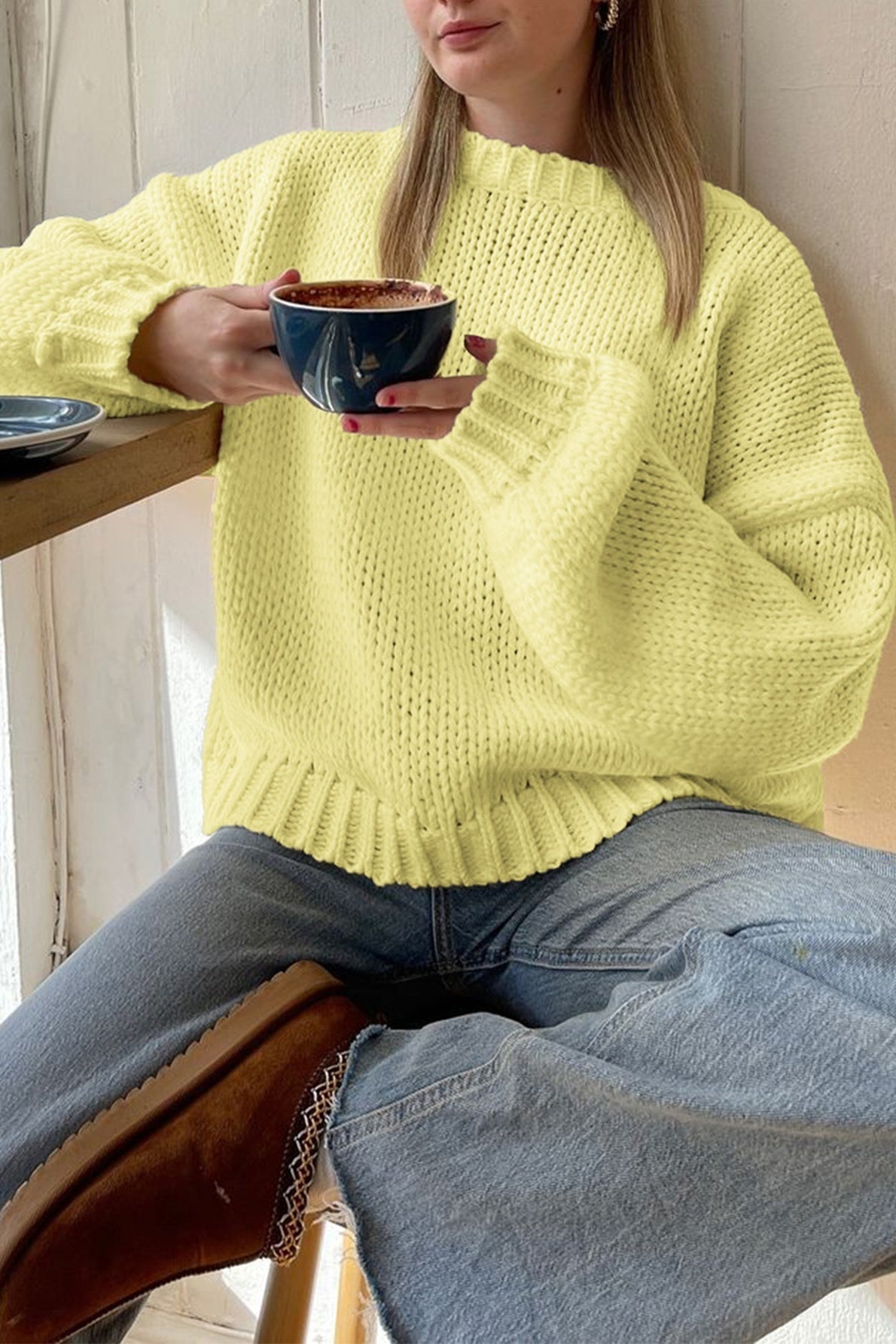 SOKYND Katie Crew Neck Layering Sweater SweaterSOKYND-960023-YEL-S-32695YellowOne Size