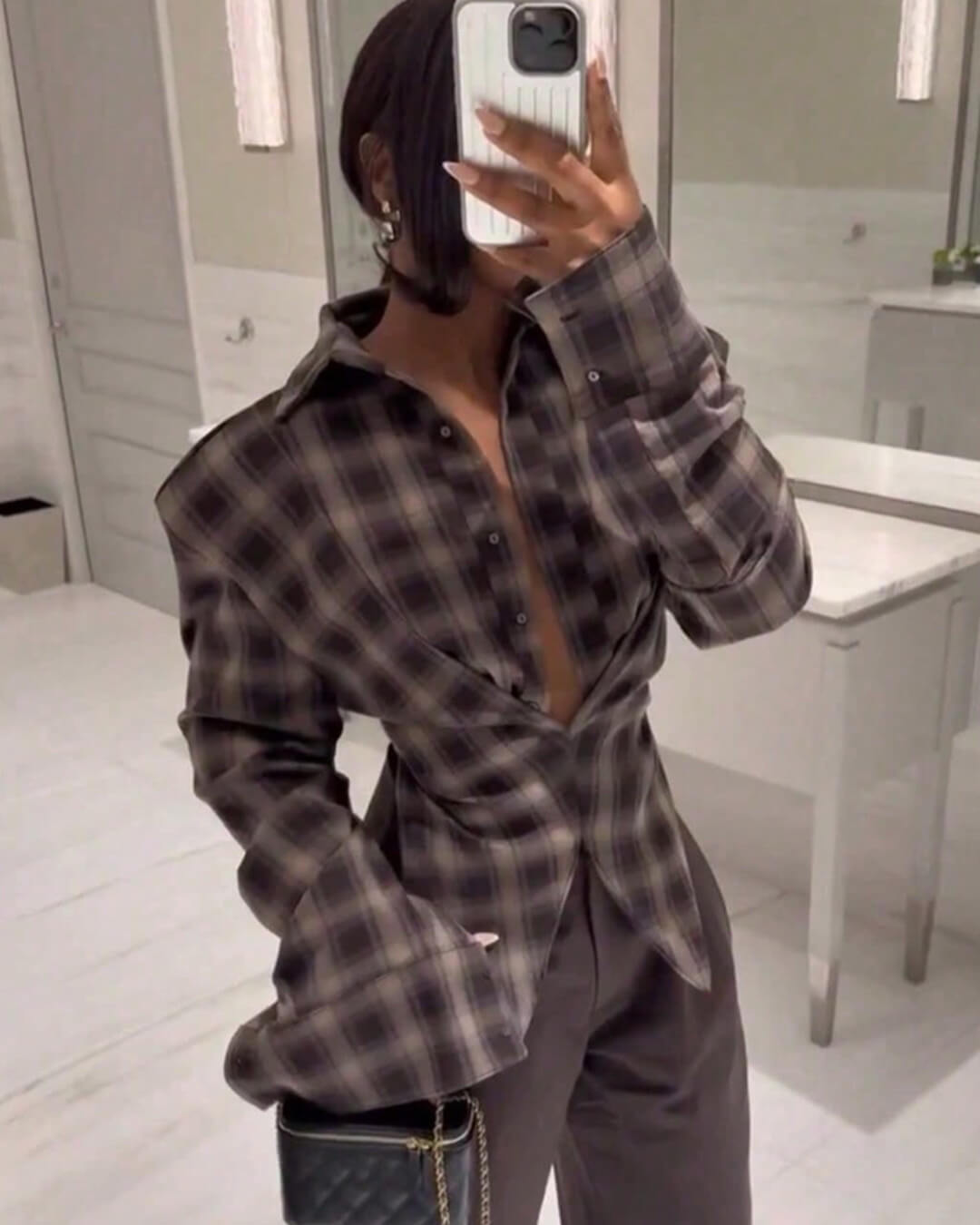 SOKYND Katie Plaid Cinched-Waist Polo TopSOKYND-262167-L-OS-14103L