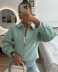 Katie Tweed Zip Cropped Jacket
