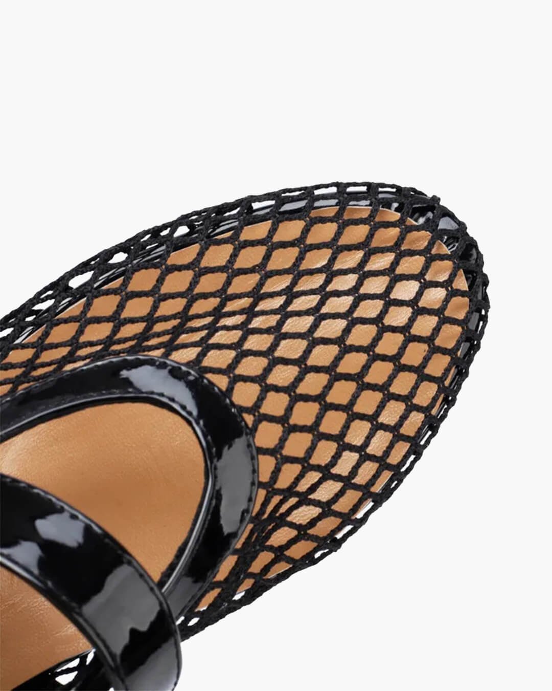 SOKYND Keira Buckled Mesh Ballet Flats ShoesBlack35