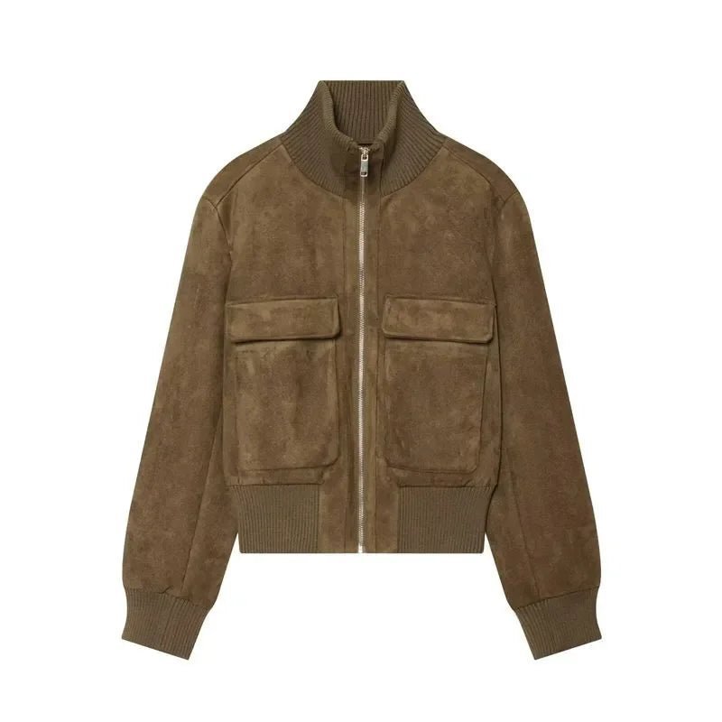 SOKYND Kelly Faux Suede Bomber Jacket JacketSOKYND-911703-WHI-XS-26967WhiteXS