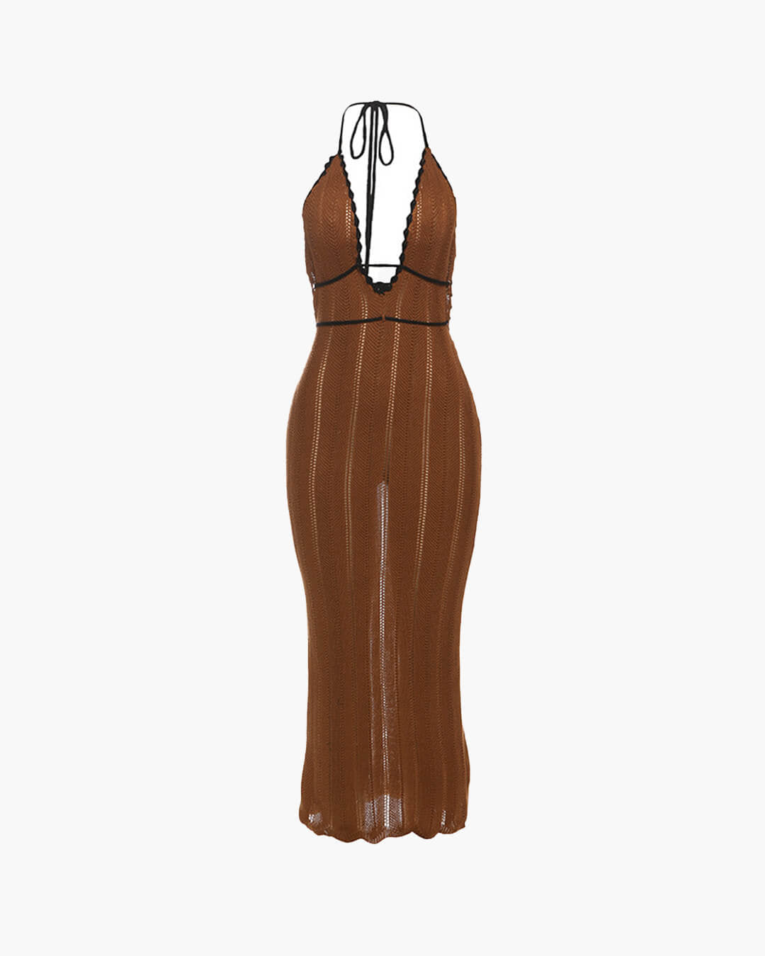 SOKYND Kelly Lace Up Halter Maxi Dress DressBeigeXS