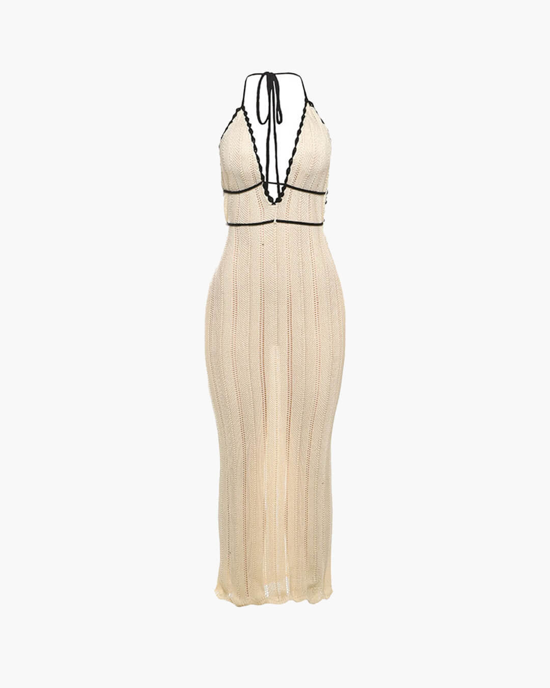 SOKYND Kelly Lace Up Halter Maxi Dress DressBeigeXS