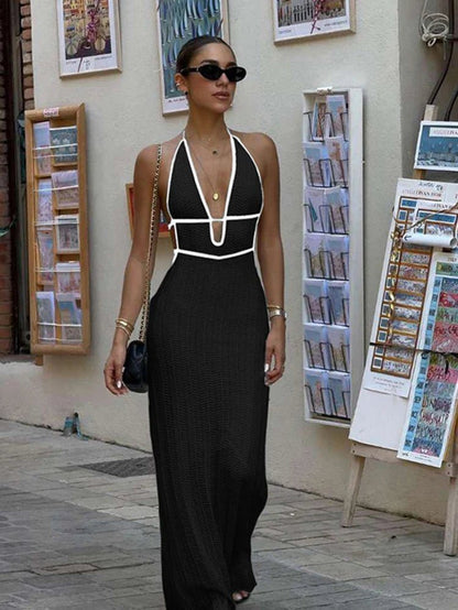 SOKYND Kelly Lace Up Halter Maxi Dress DressSOKYND-474775-BLA-XS-19927BlackXS