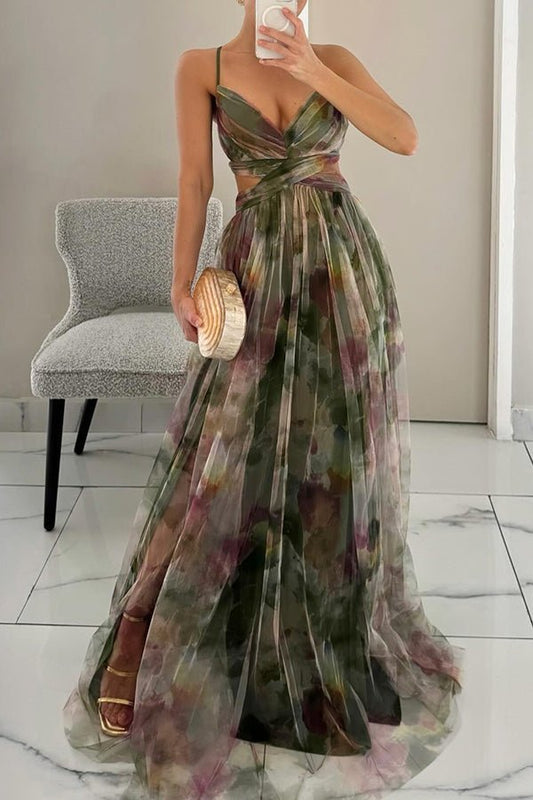 SOKYND Kenza Floral V - Neck Maxi Dress DressGreenS