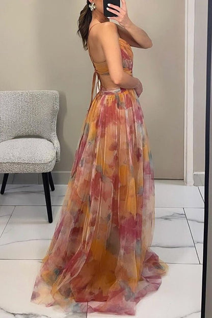 SOKYND Kenza Floral V - Neck Maxi Dress DressOrangeS