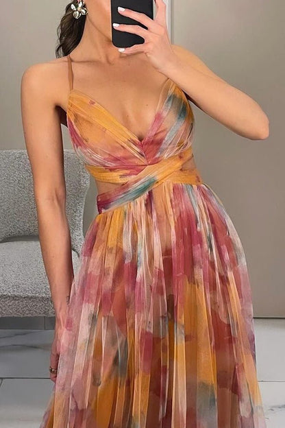 SOKYND Kenza Floral V - Neck Maxi Dress DressOrangeS
