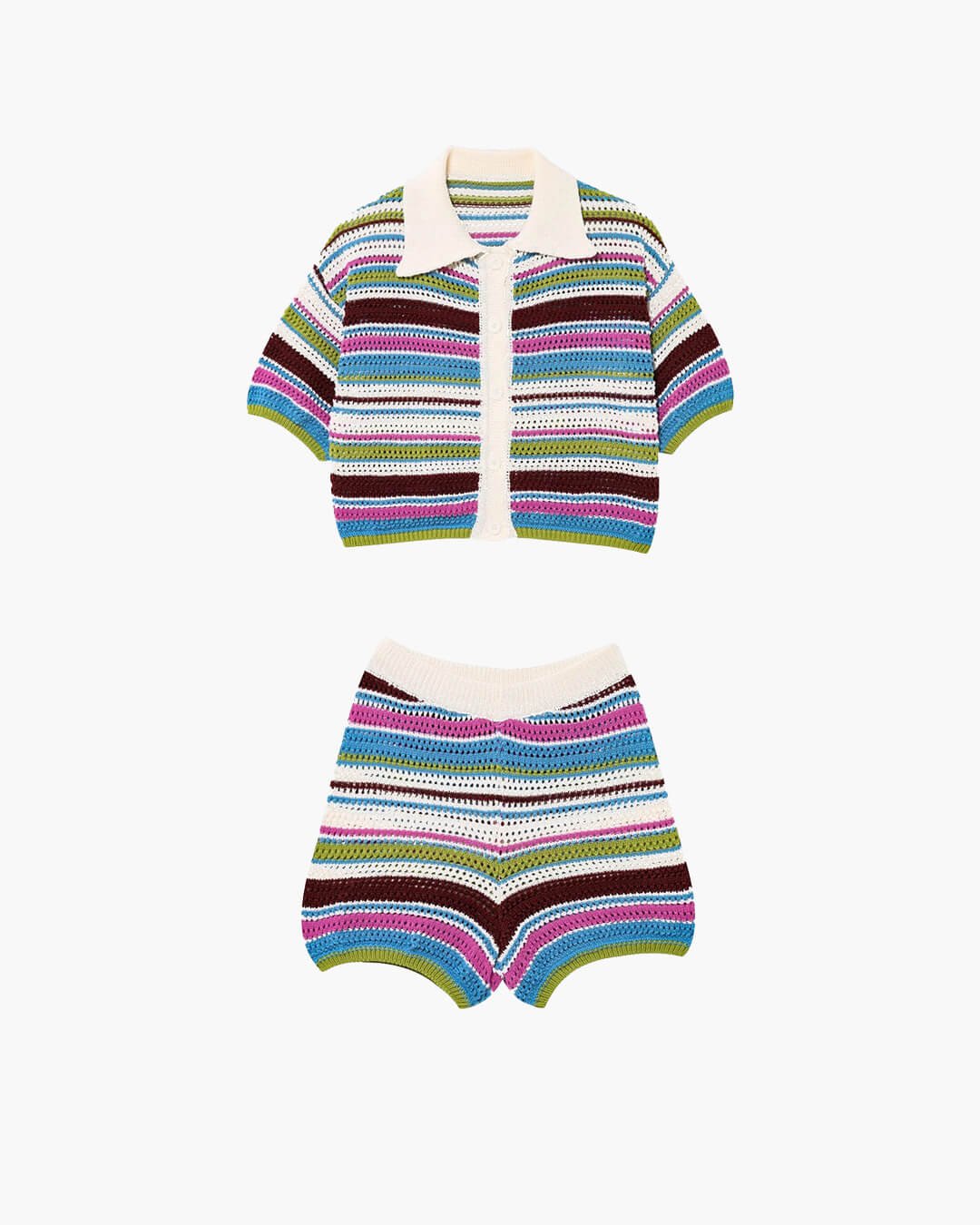 SOKYND Kerensa Striped Crochet Co-ord Set Matching SetsSOKYND-957655-DAW-S-40791DawnS