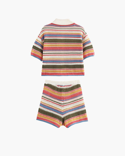 SOKYND Kerensa Striped Crochet Co-ord Set Matching SetsSOKYND-957655-TWI-M-75255TwilightM