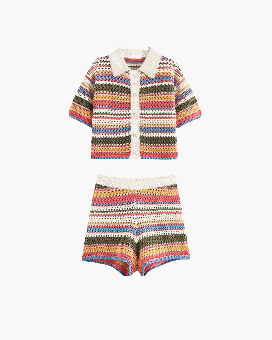 SOKYND Kerensa Striped Crochet Co-ord Set Matching SetsSOKYND-957655-TWI-M-75255TwilightM