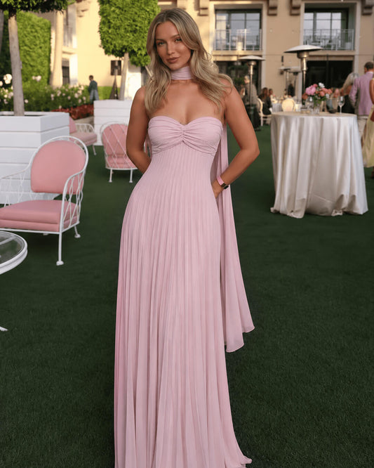 SOKYND Kimberly Mesh Maxi Dress with Scarf DressSOKYND-841111-PIN-XS-86871PinkXS