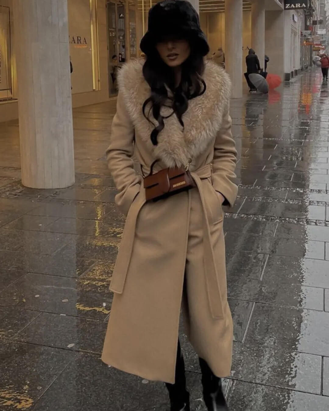 SOKYND Kirsty Faux Fur Collar Maxi Coat Coats & JacketseA1767625273834742875BeigeS