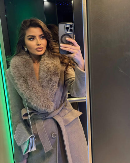 SOKYND Kirsty Faux Fur Collar Maxi Coat Coats & JacketsND1767625273834608714BeigeXS