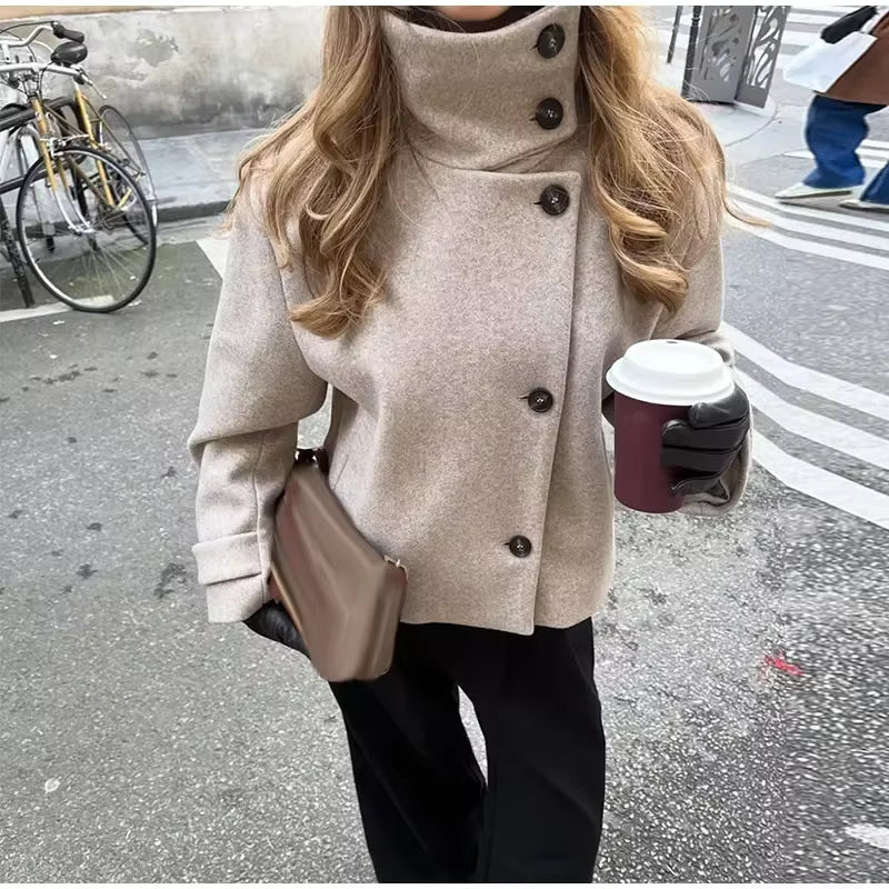 SOKYND Lara Stand Collar Jacket with Pockets JacketSOKYND-417111-BEI-M-74359BeigeM