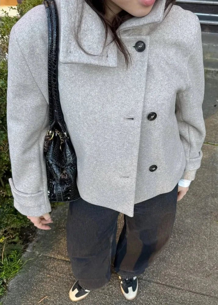 SOKYND Lara Stand Collar Jacket with Pockets JacketSOKYND-417111-GRE-S-72663GreyS