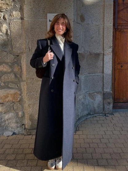 SOKYND Laura Double Breasted Long Coat CoatSOKYND-382231-NAV-S-36215Navy BlueS
