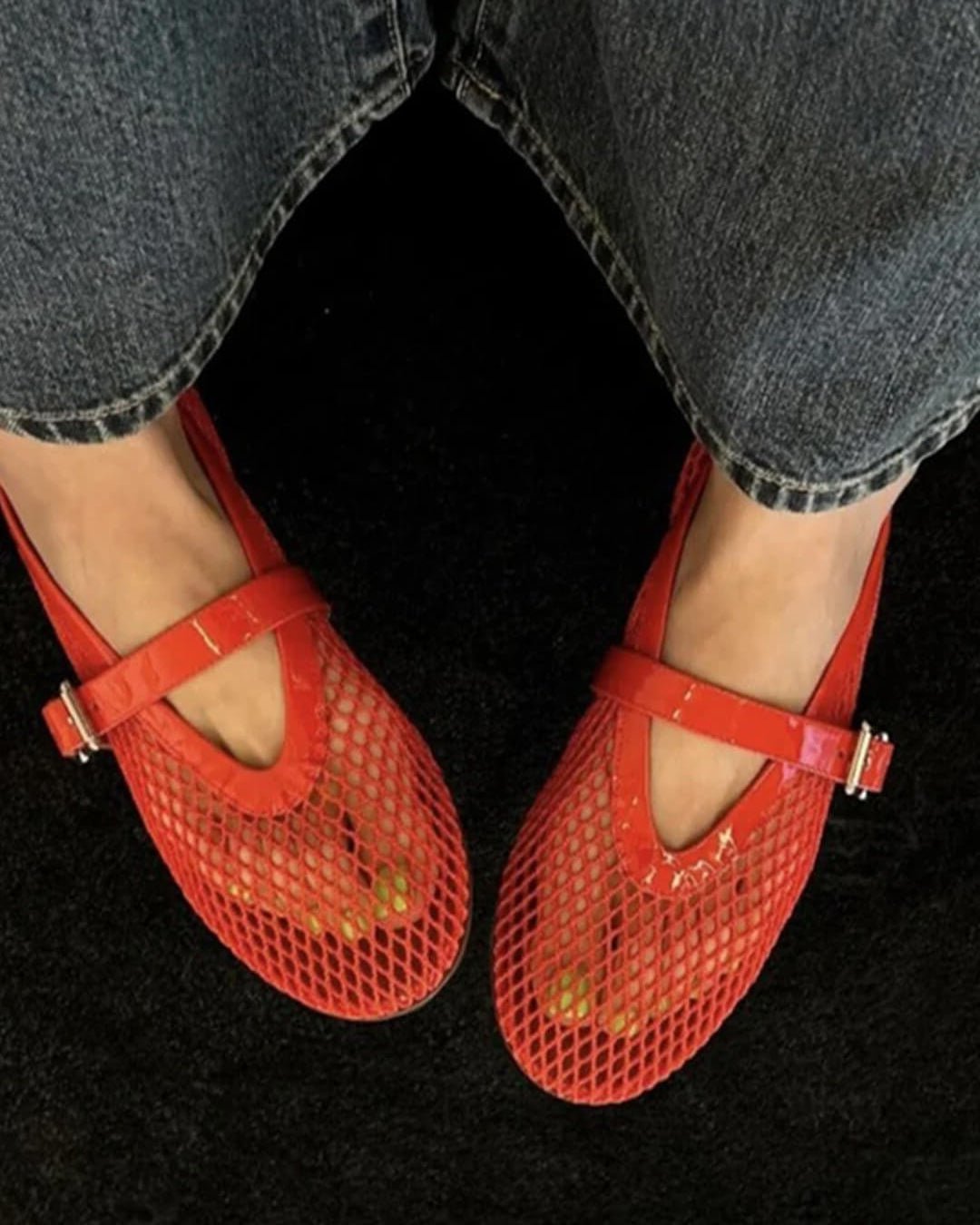 SOKYND Laura Mesh Ballet Flats ShoesRed35