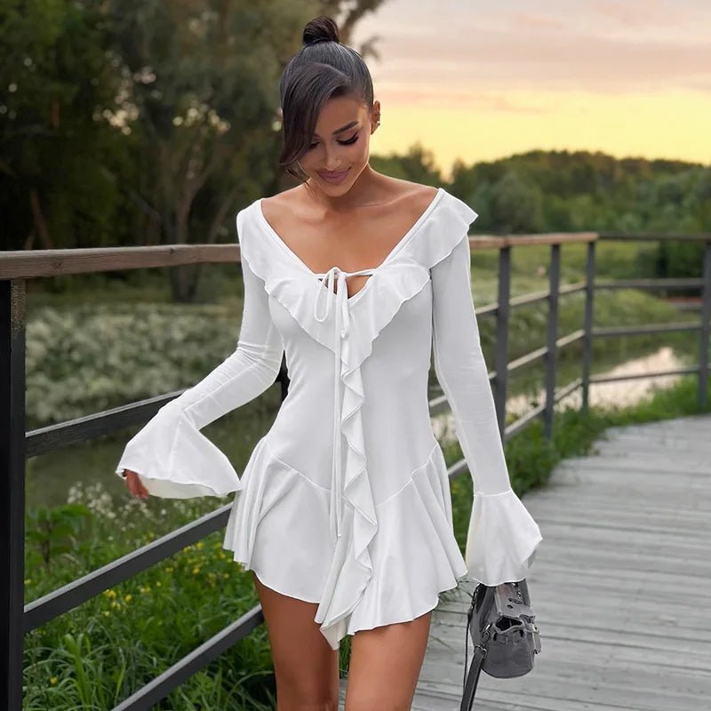 SOKYND Layla V-Neck Ruffle Mini Dress DressSOKYND-656727-DEF-OS-05943