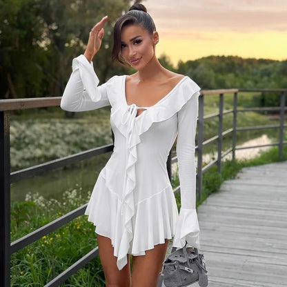 SOKYND Layla V-Neck Ruffle Mini Dress DressSOKYND-656727-DEF-OS-05943