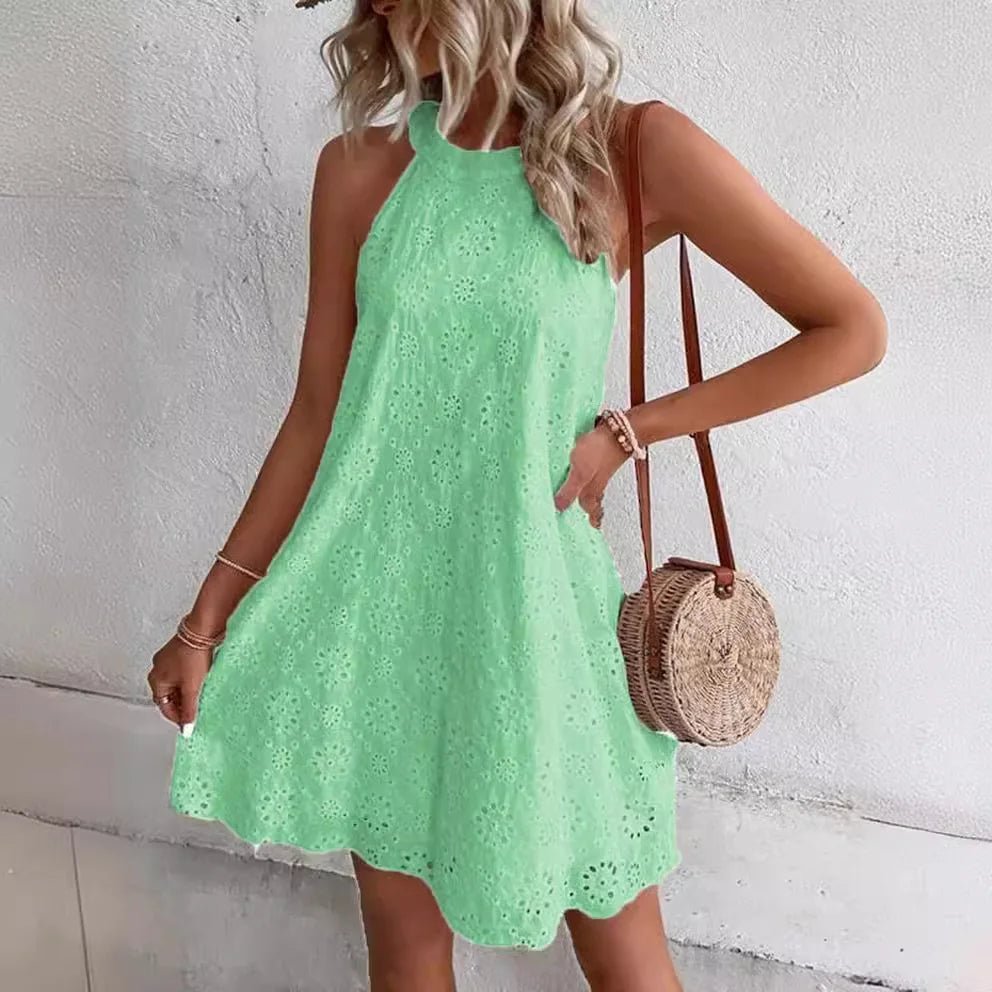 SOKYND Lena Eyelet Embroidered Mini Dress DressSOKYND-785047-GRE-S-62711GreenS