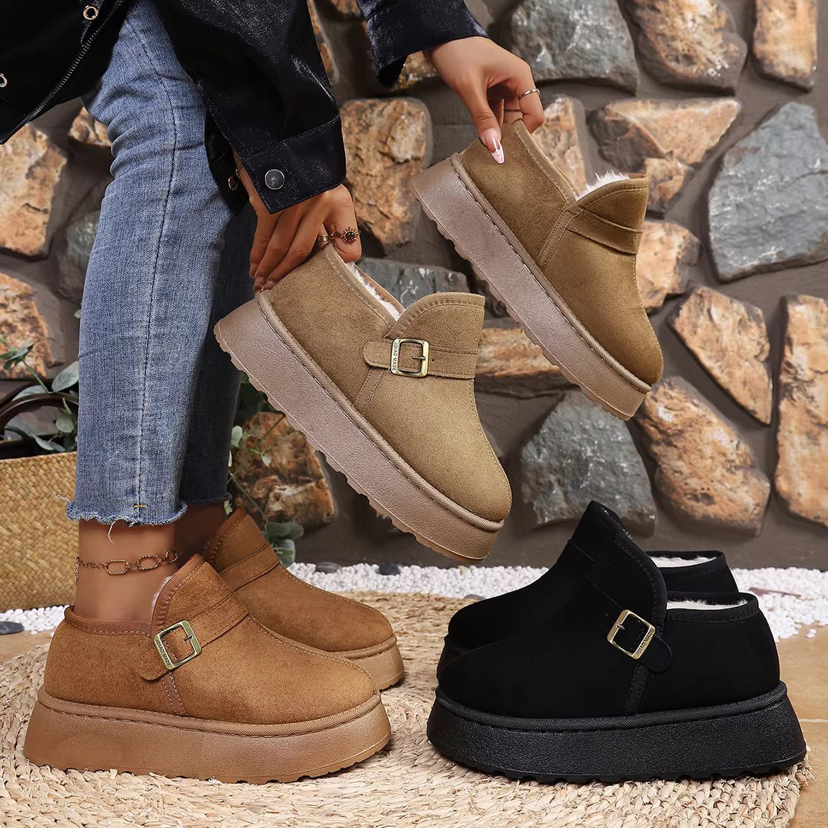 SOKYND Lena Slip-On Suede Platform Ankle Booties ShoesSOKYND-016215-ORA-41-56535Camel41