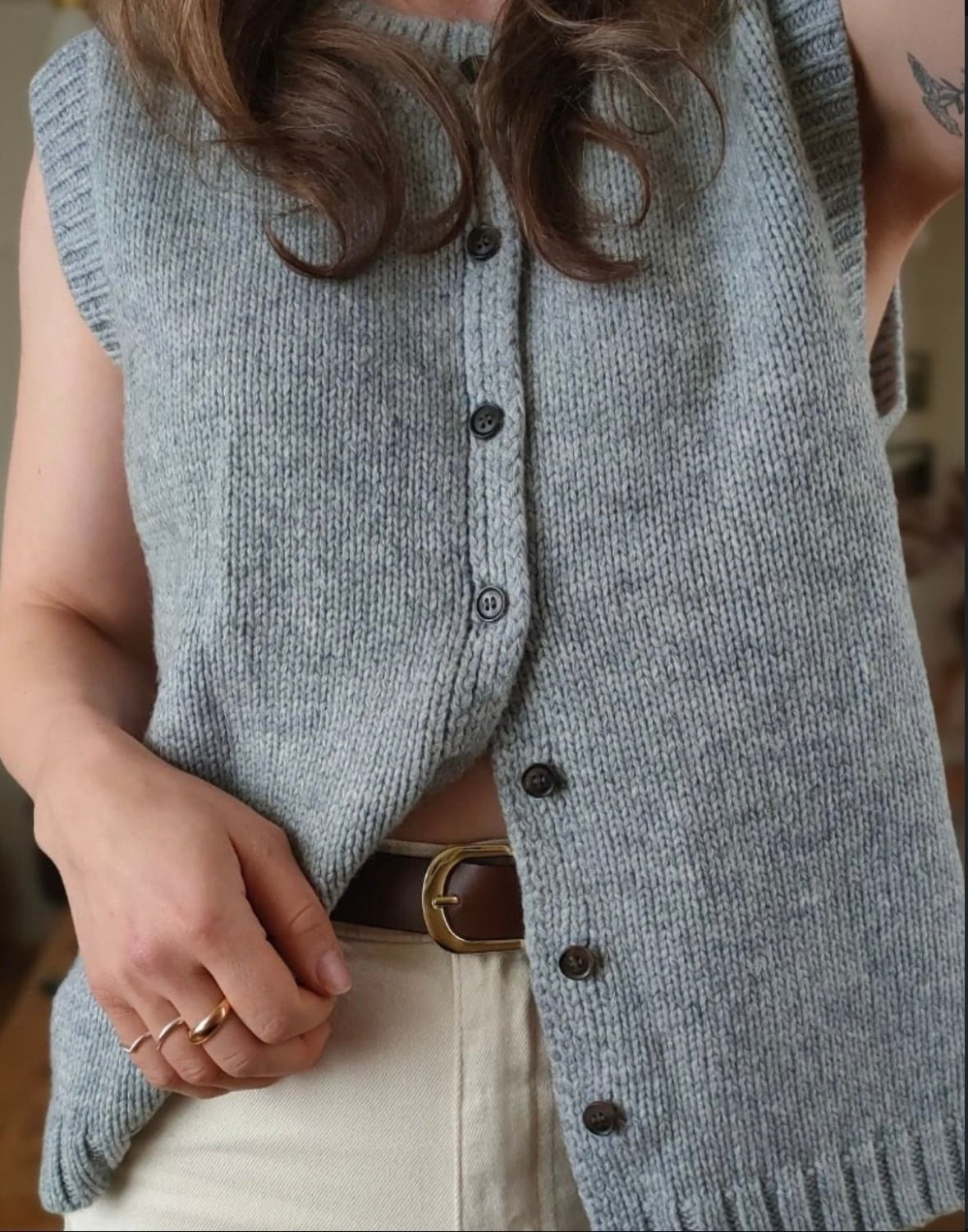 SOKYND Linda Button Front Knit Cardigan Vest CardiganSOKYND-293335-GRE-M-29335GreyM