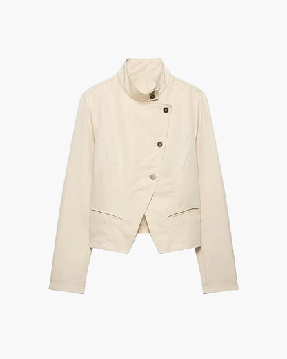 SOKYND Linda Double-Breasted Funnel Neck Blazer BlazerSOKYND-474583-BEI-XS-99319BeigeXS