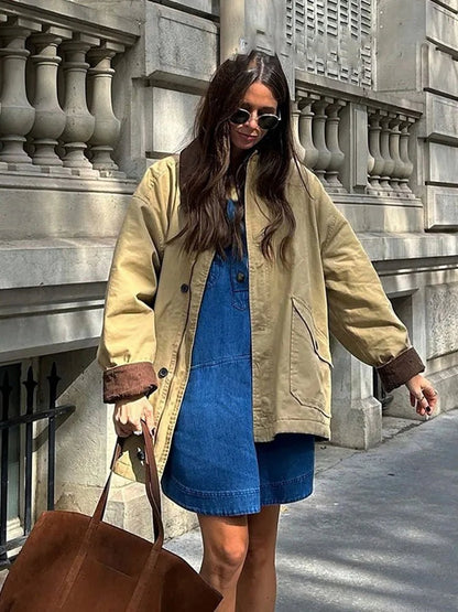 SOKYND Linda Vintage Utility Canvas Jacket JacketSOKYND-119895-BEI-L-84471BeigeL