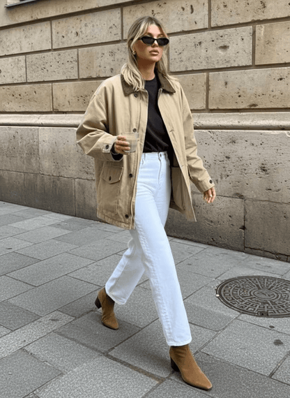 SOKYND Linda Vintage Utility Canvas Jacket JacketSOKYND-119895-BEI-S-18935BeigeS