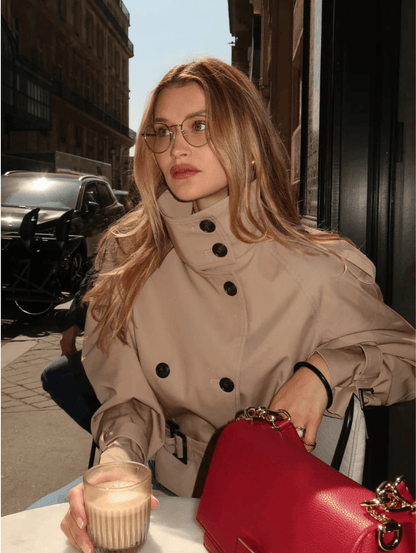 SOKYND Lisette Cropped Trench Coat Coats & JacketsUA1767625273838209849BeigeM