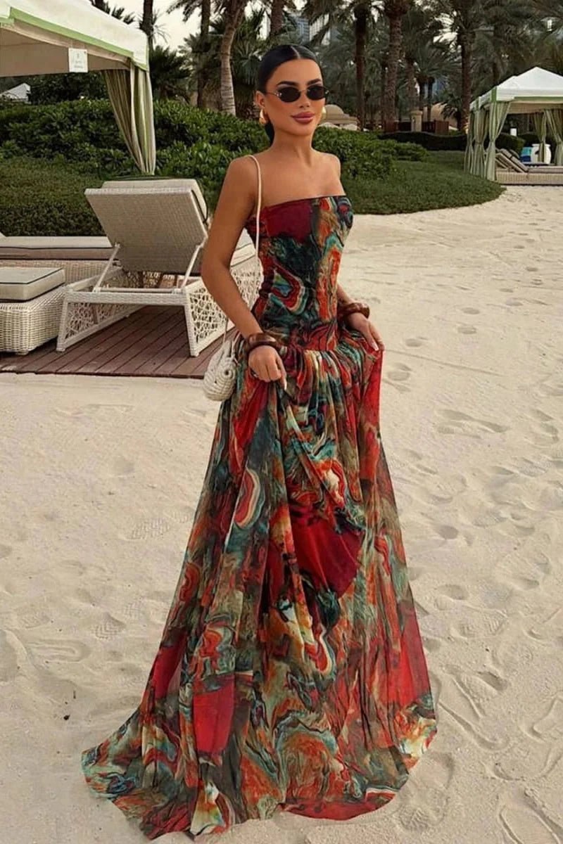 SOKYND Liv Strapless Abstract Print Maxi Dress DressSOKYND-548119-MUL-S-67031MulticolorS