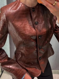 Chaqueta Lola con Relieve Cocodrilo en Piel Sintética
