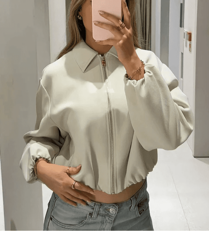 SOKYND Luana Puffed Bomber Jacket Coats & JacketsCreamXS