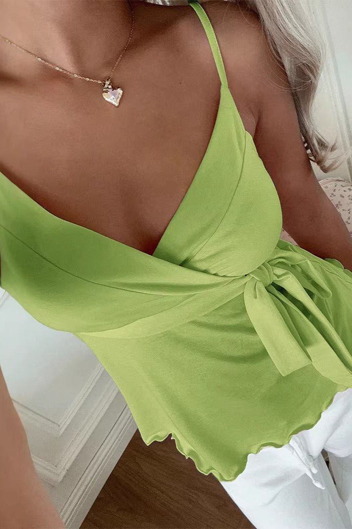 SOKYND Lucy V-Neck Wavy Cami Top TopSOKYND-249175-GRE-S-63159GreenS