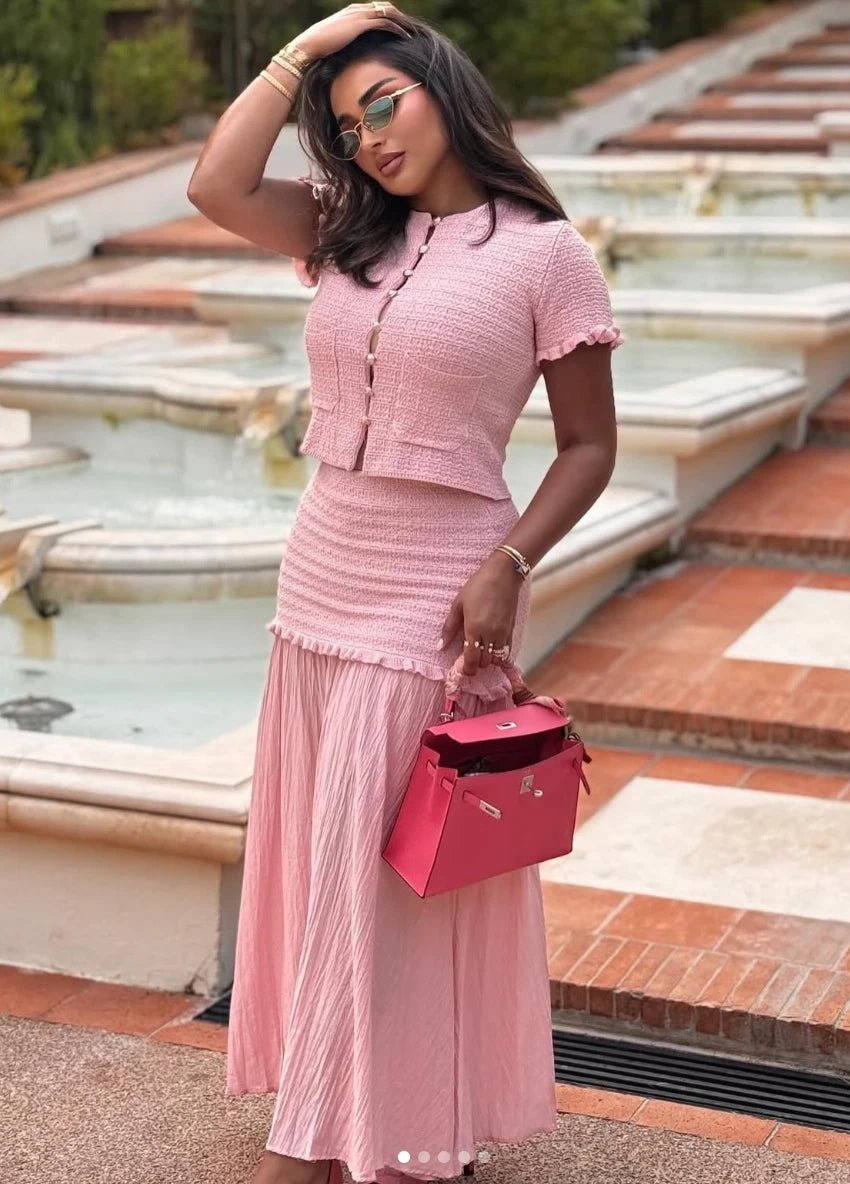 SOKYND Luella Knitted Tank Pleated Skirt Set Matching SetsSOKYND-910231-PIN-L-09879Pink SetL