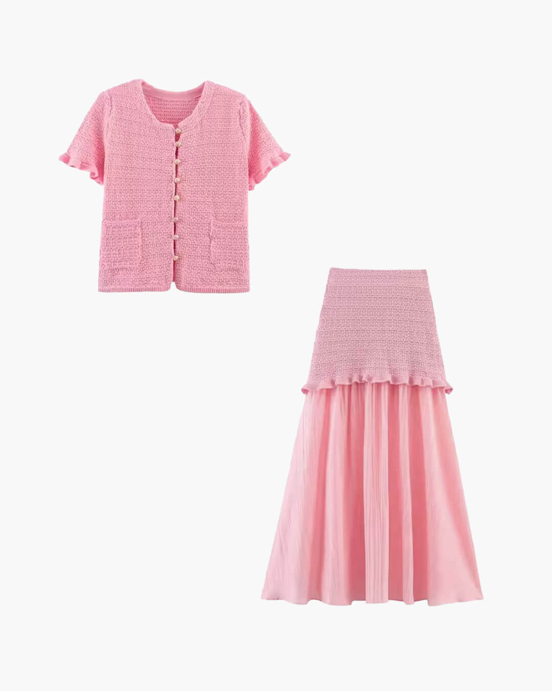 SOKYND Luella Knitted Tank Pleated Skirt Set Matching SetsSOKYND-910231-PIN-M-77111Pink SetM