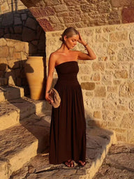 Luz Trägerloses Rüschens-Maxikleid