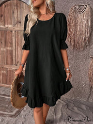Vestido smock Maelle con volantes en el bajo
