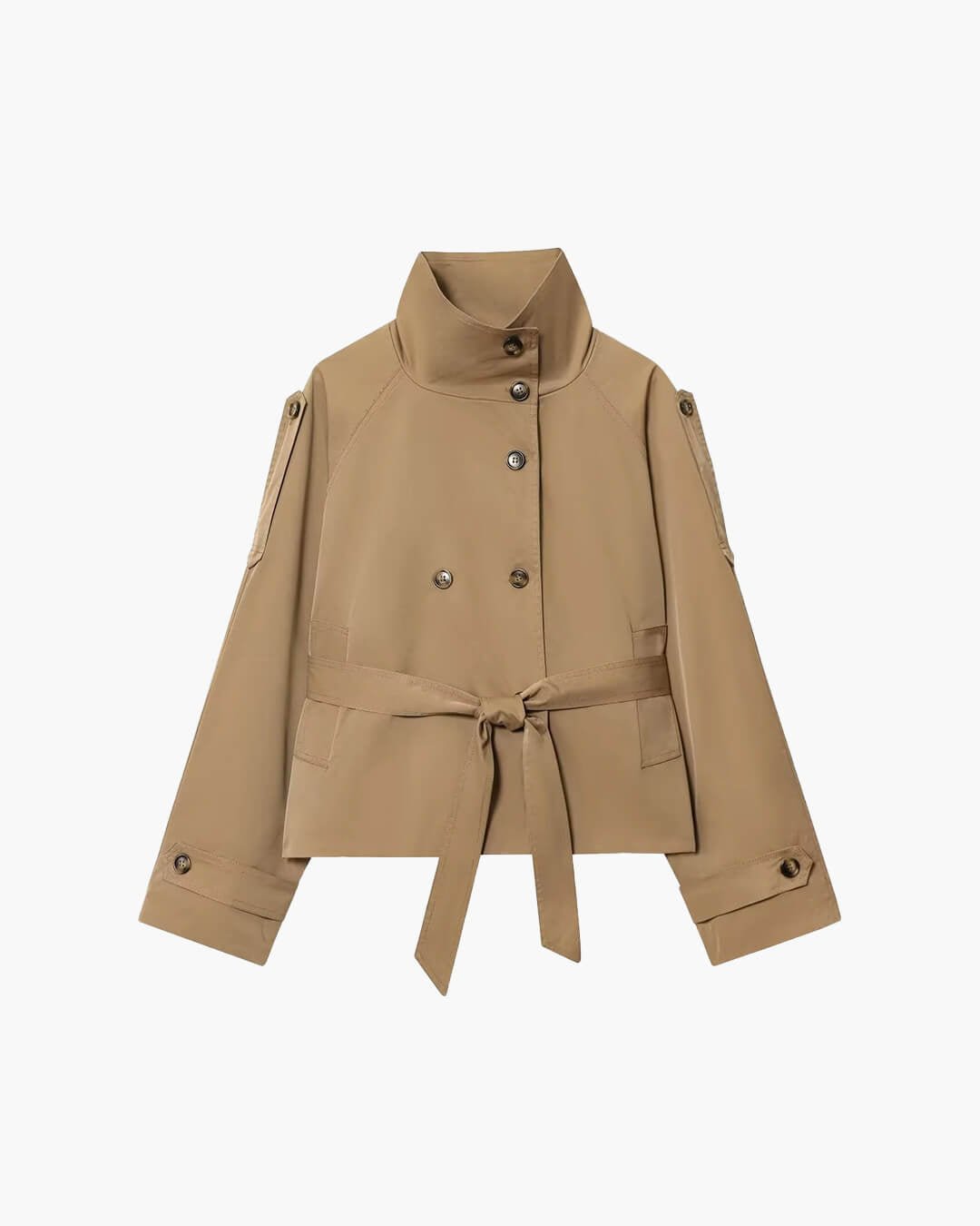 SOKYND Mara Stand Collar Crop Trenchcoat Coats & JacketsXA1774219786663624301BeigeS