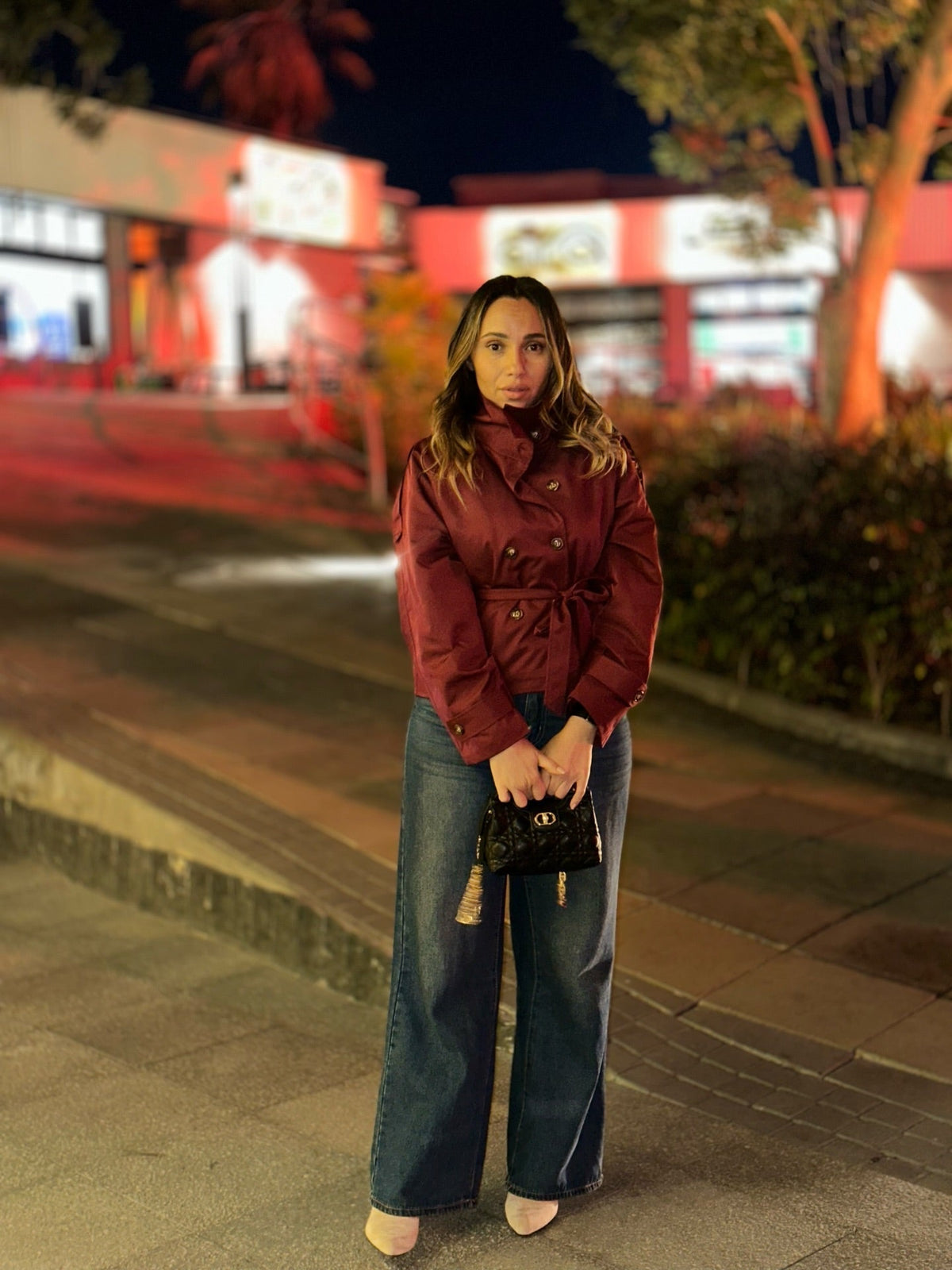 SOKYND Mara Stand Collar Crop Trenchcoat Coats & JacketspJ1774219786665032753BurgundyM