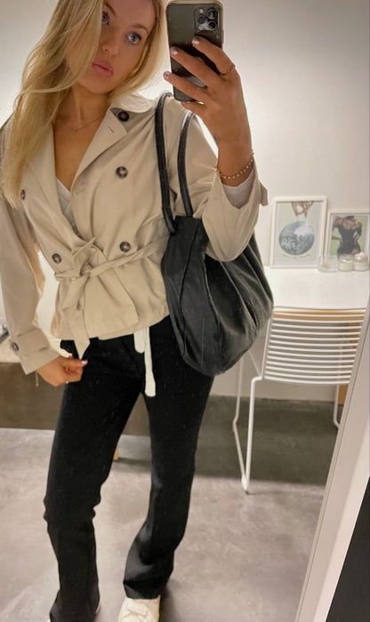 SOKYND Mara Stand Collar Crop Trenchcoat Coats & JacketsUj1774219786663952938IvoryS