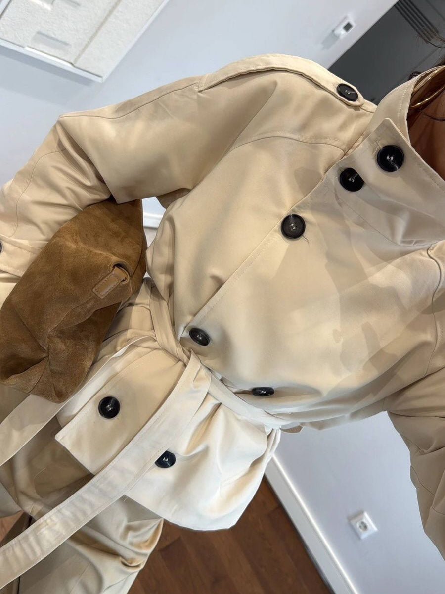 SOKYND Mara Stand Collar Crop Trenchcoat Coats & Jacketsto1774219786663870748IvoryXS