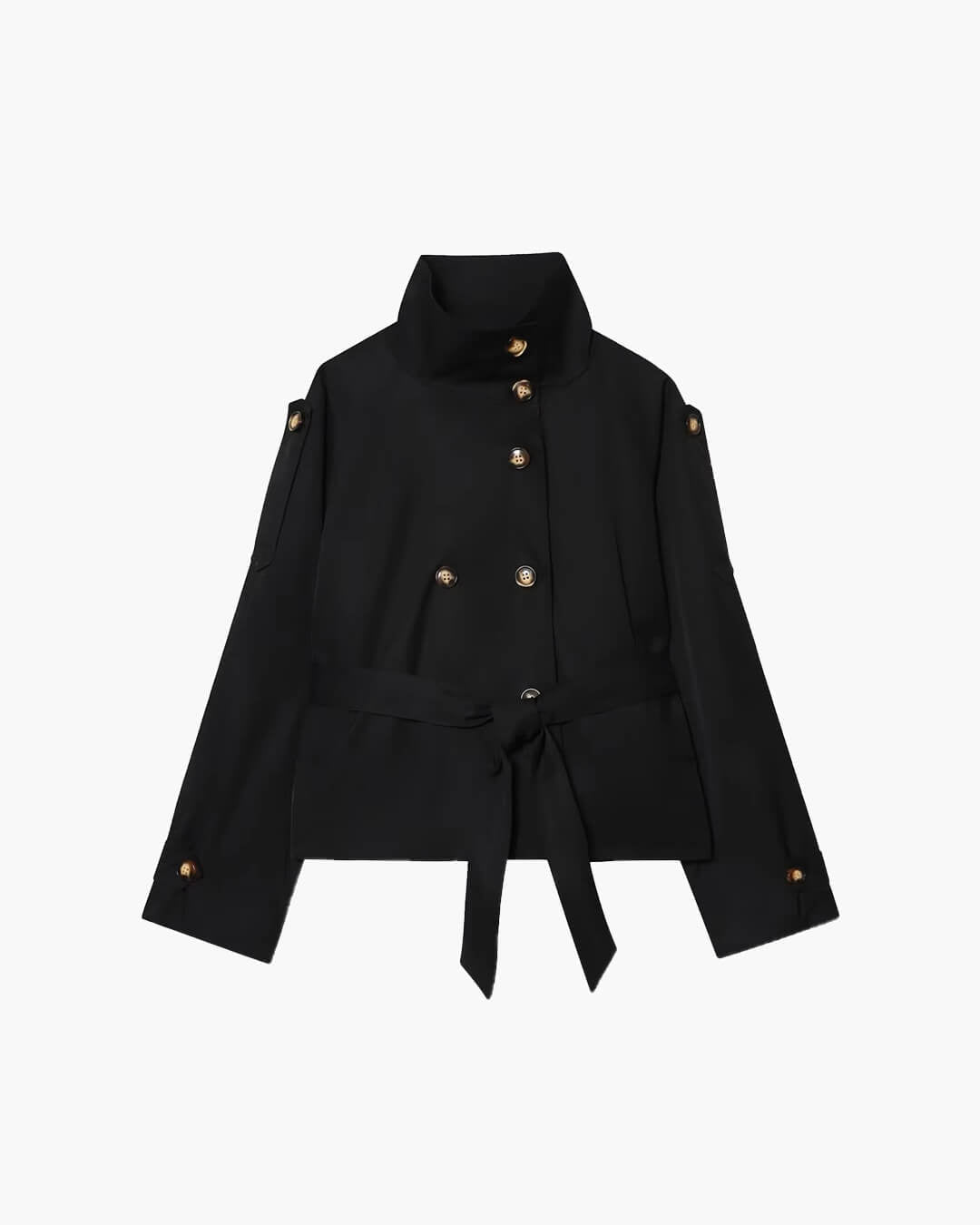 Mara cropped trench coat in khaki | SOKYND