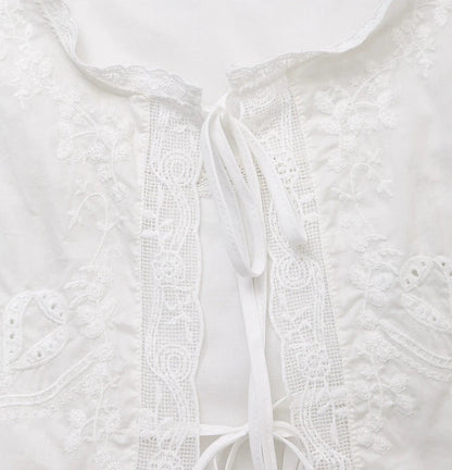 SOKYND Marilyn Embroidered Lace Trim Blouse TopsLu1774219786670156246WhiteM