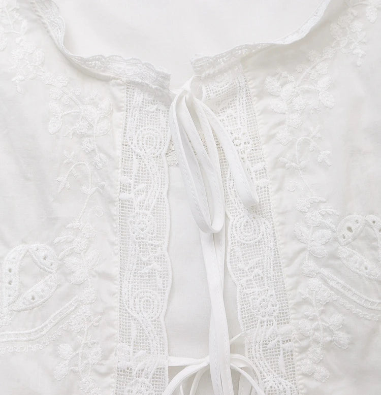 SOKYND Marilyn Embroidered Lace Trim Blouse TopsLu1774219786670156246WhiteM
